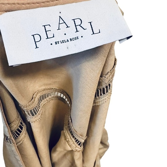 PEARL By Lela Rose Linen Tencel Blend Jumpsuit Belted size 10 - Picture 2 of 10